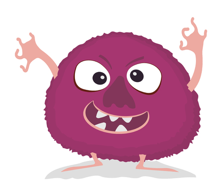 Humorous cartoon monster. Vector Halloween violet monsterのイラスト素材