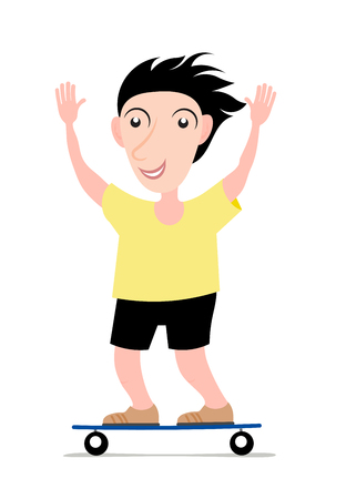 Cartoon boy, teenager on a skateboard.のイラスト素材