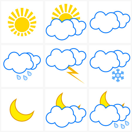 Set of colorful, bright weather icons for your designのイラスト素材