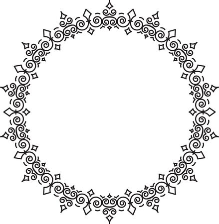 Rich decorated, luxury round floral frame. Template for your design, card, invitation, label or etc.のイラスト素材