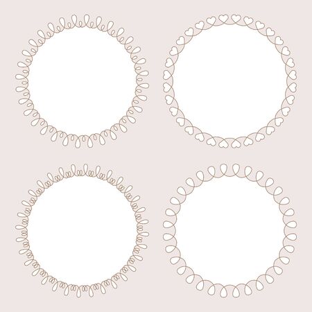 Set of 4 very simple round frames with fully editable stroke widthのイラスト素材