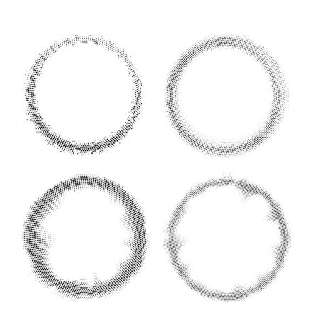 Set of four vector black circle halftone frames for your logo or other designのイラスト素材