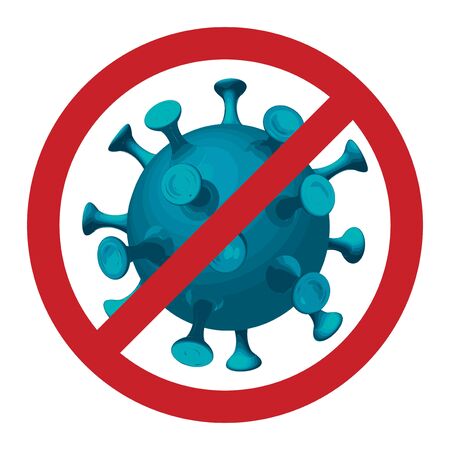 Stop coronavirus COVID-19 virus prohibited sign. Novel coronavirus 2019-nCoV Covid-19 outbreak. Vector illustration for your design.のイラスト素材