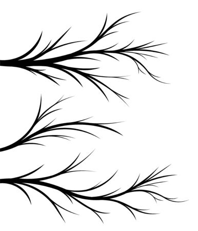 Set of 3 black vector floral branches のイラスト素材