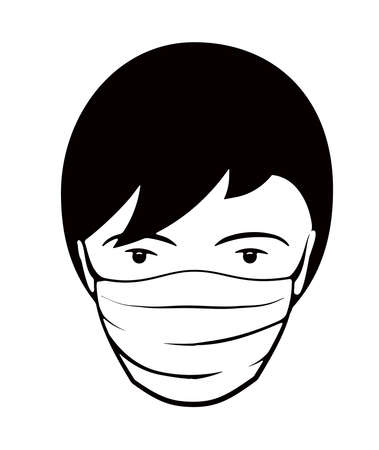 Novel coronavirus Covid-19 outbreak. Editable vector illustration for your design. Face of man with medical mask icon vector  isolated on white backgroundのイラスト素材
