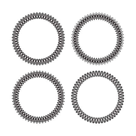 Set of four decorative vector round frames for your design.のイラスト素材