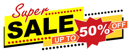 Super sale up to 50% off advertising banner for your design.のイラスト素材