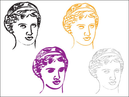 Head of goddess Aphrodite in various stylesのイラスト素材