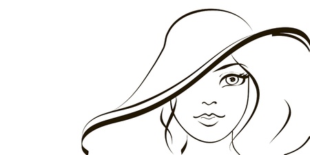 summer fashion girl in hat.のイラスト素材