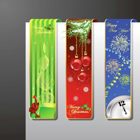 A set of Merry Christmas and New Year bannersのイラスト素材