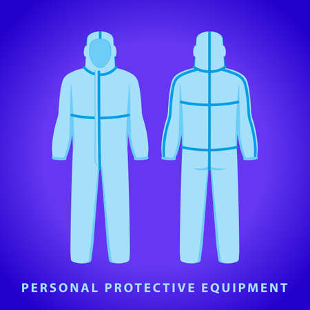 COVID-19, Personal protection equipment suit, Protection, Safety and infection control dress, For medical staffs & workers.のイラスト素材