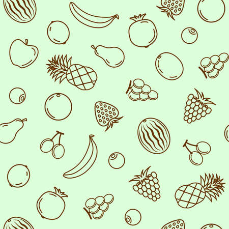 Fruits Outline Pattern, Sketch, Healthy, Non Veg, Tastyのイラスト素材