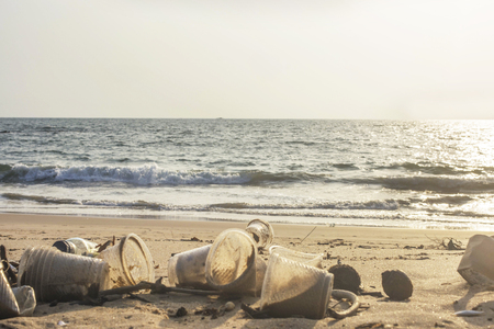 Trash on the beachの写真素材