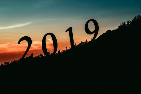 Silhouette of 2019 new yearの写真素材