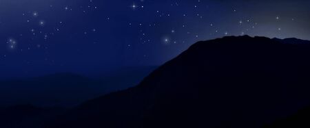 Night starry background on top of mountain