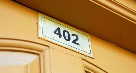 wooden dorr with Door no.402の写真素材