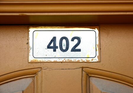 wooden dorr with Door no.402の写真素材