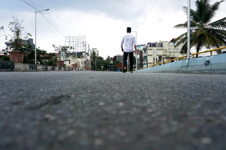 Bengaluru,Karnataka/India- June 01, 2020: Empty street due to corona virus outbreak
