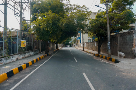Bengaluru,Karnataka/India- June 01, 2020: Empty street due to corona virus outbreakのeditorial素材