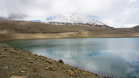 Beautiful view of the lake in the Himalayas, Ladakh, India