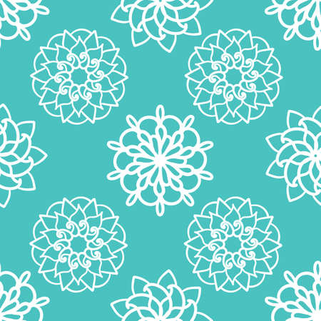 Vector traditional ornamental flower mandala seamless pattern background.のイラスト素材