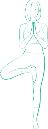 Yoga Standing Tree Poseのイラスト素材