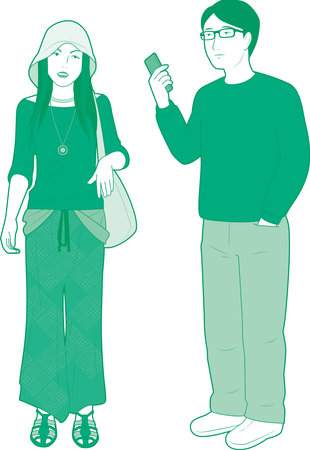 Illustration of asian coupleのイラスト素材