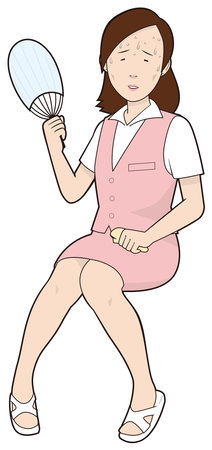 Female office worker who is hot and tired in summerのイラスト素材