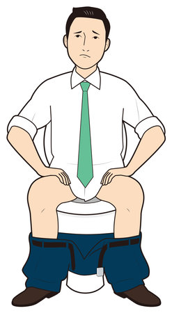 Male businessman struggling in toiletのイラスト素材