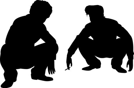 Young man sitting Yankeeのイラスト素材