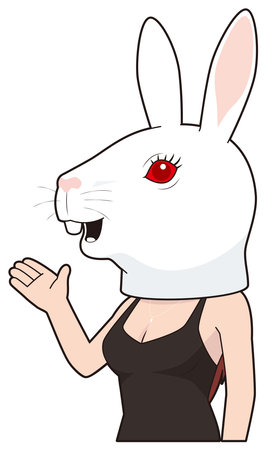 Hostess wearing a rabbit maskのイラスト素材