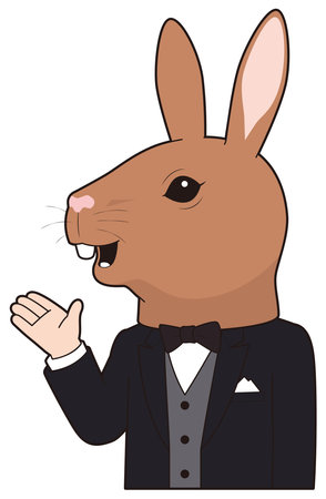 Tuxedo man wearing rabbit maskのイラスト素材