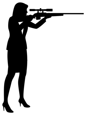 Woman holding a sniper rifleのイラスト素材