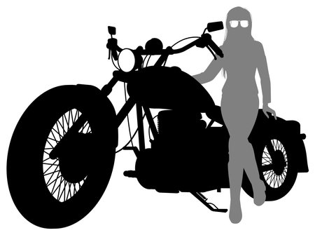 Female biker riding an American motorcycleのイラスト素材