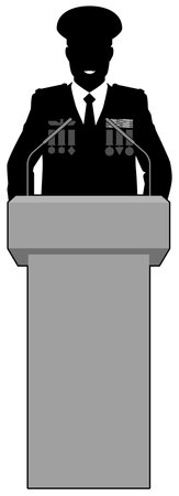 Military man giving a speech at the lectern (1)のイラスト素材