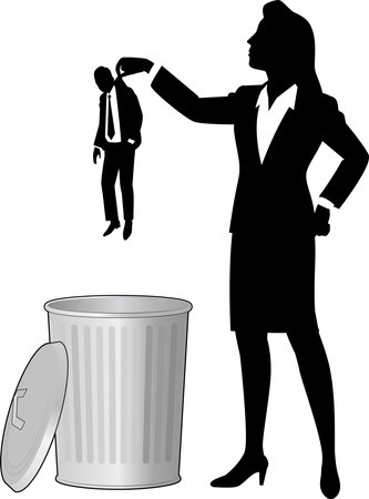Male businessman being thrown in the trashのイラスト素材