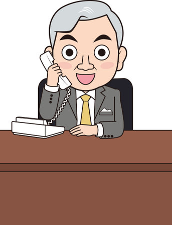 Male president talking on landline phoneのイラスト素材