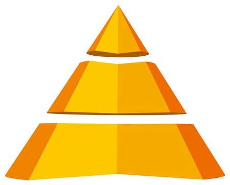 Pyramid chart divided into three partsのイラスト素材