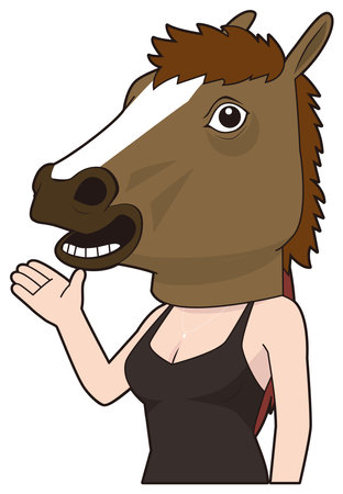 Hostess in a horse maskのイラスト素材