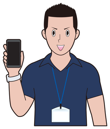 Male instructor with a smartphoneのイラスト素材
