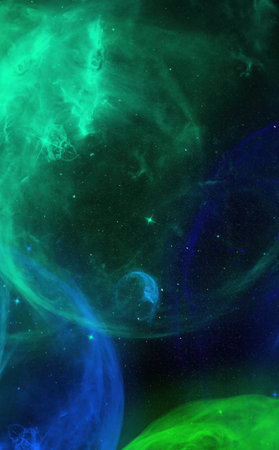 Stars of a planet and galaxy in a free spaceの写真素材