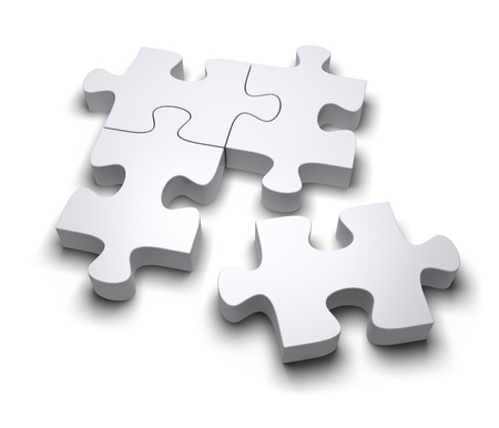 Jigsaw puzzle on a white background. 3d imageの写真素材