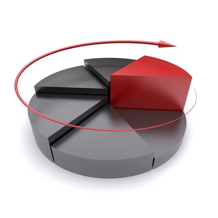 Pie chart on a white background. 3d rendered imageの写真素材