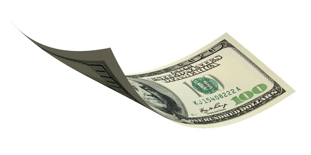 Isolated flying dollar. 3d rendered imageの写真素材