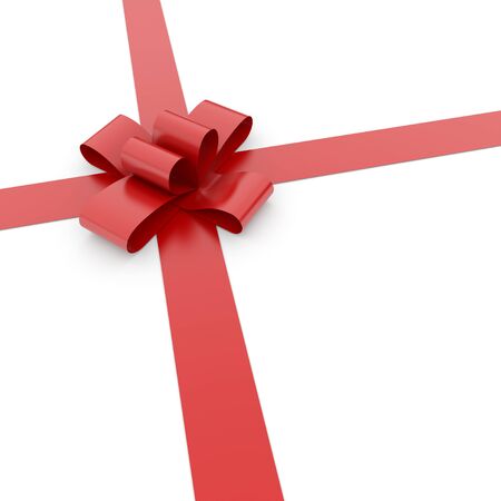 Red gift bow on a white background. 3d imageの写真素材