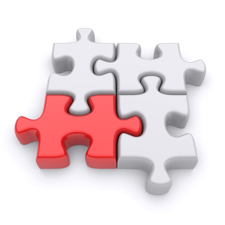Jigsaw puzzle on a white background. 3d imageの写真素材