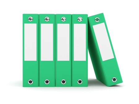 Isolated green office folders. 3d rendered image