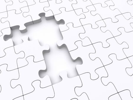 Blank piece of puzzle. 3d imageの写真素材