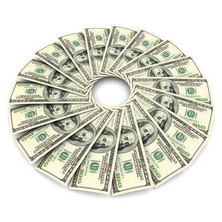 Dollars on a white background. 3d imageの写真素材