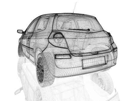 3d car model on a white backgroundの写真素材